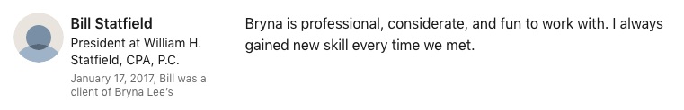 Bill Statfield’s recommendation on LinkedIn.