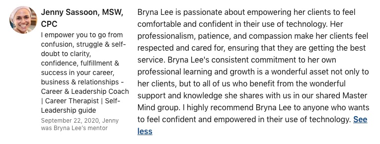 Jenny Sassoon’s recommendation on LinkedIn.