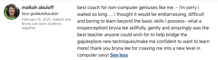 Malkah Abuloff’s recommendation on LinkedIn.